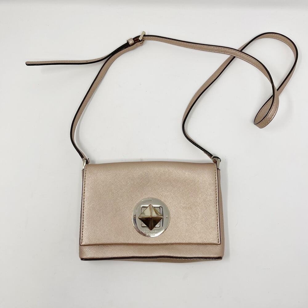 Kate Spade Rose Gold Leather Sally Newbury Lane Crossbody Bag 7.5" x 5"